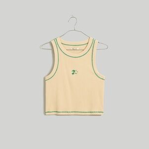Paradise Palm Graphic Supima Rib Crop Tank